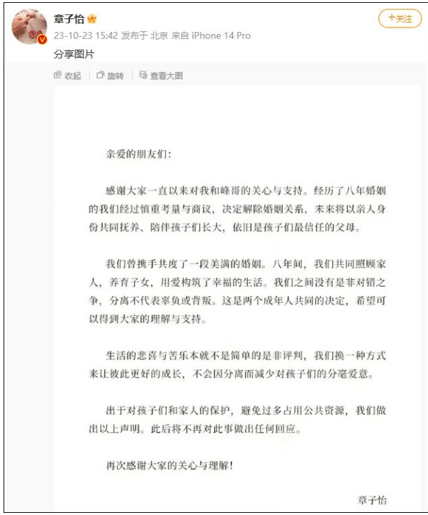 章子怡汪峰官宣離婚:愛的死去活來,照樣可能面臨出軌問題