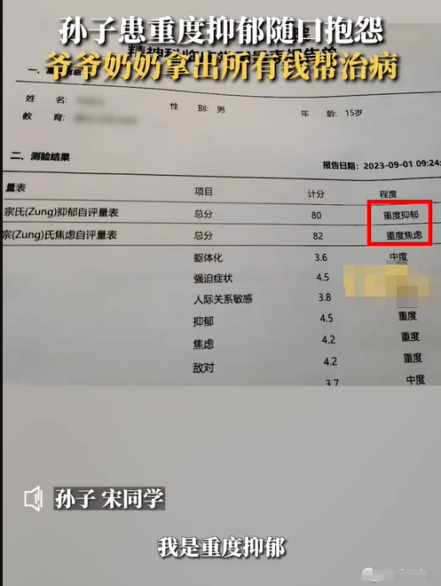 15歲孫子重度抑郁爺奶掏所有錢幫治:一文了解抑郁癥